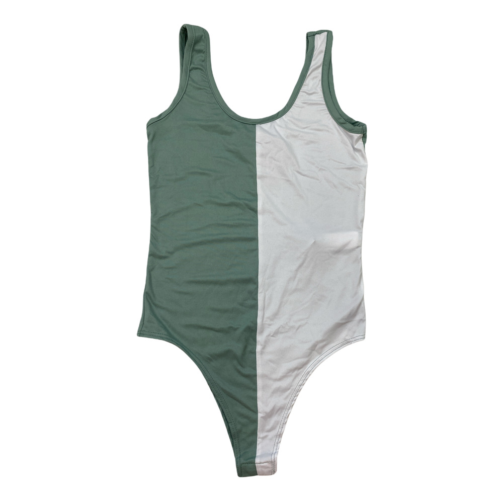 NEW DISCREET Green Colorblock Bodysuit Size Medium